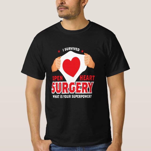 I Survived Open Heart Surgery Heart Op T-Shirt (Front)