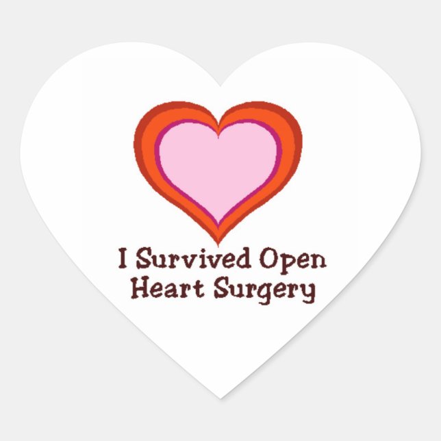 I Survived Open Heart Surgery Heart Sticker (Front)
