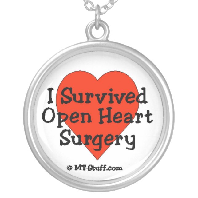 I Survived Open Heart Surgery Silver Plated Necklace (Front)