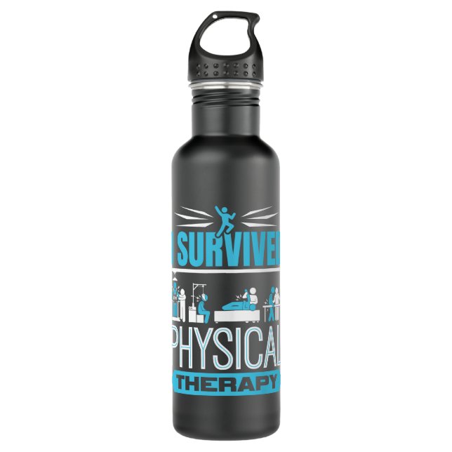 I Survived Physical Therapy  Stainless Steel Water Bottle (Front)