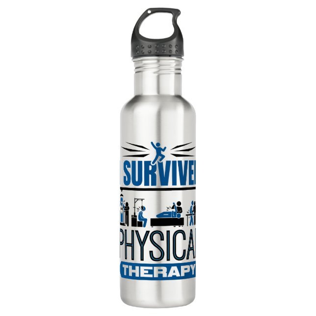 I Survived Physical Therapy Survivor Stainless Steel Water Bottle (Front)