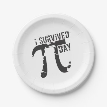 I Survived Pi Day - Funny Pi Day Paper Plate by BiskerVille at Zazzle