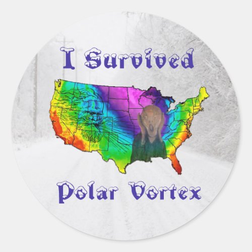 I Survived Polar Vortex Classic Round Sticker