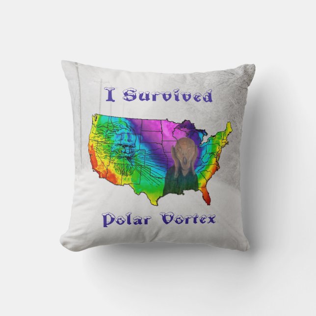 I Survived Polar Vortex Throw Pillow (Front)
