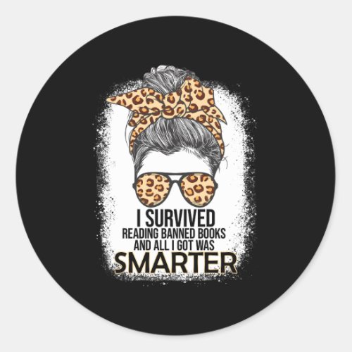 I Survived Reading Banned Books Book Bookaholic Classic Round Sticker