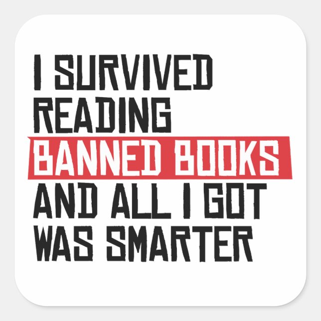 I survived reading banned books square sticker (Front)