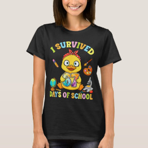 I Survived Six Seven Days Of School Cute Duck Stud T-Shirt