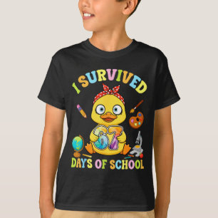 I Survived Six Seven Days Of School Cute Duck Stud T-Shirt
