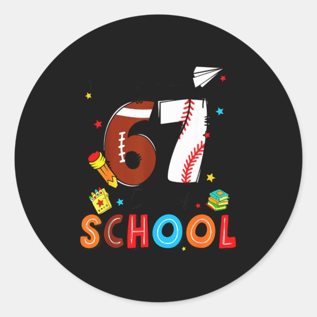 I Survived Sixty Seven Days Of School Funny Baseba Classic Round Sticker (Front)