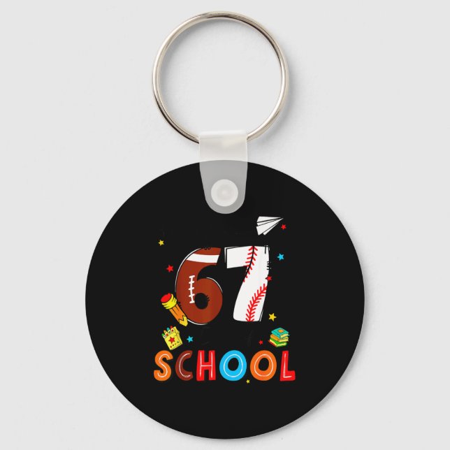I Survived Sixty Seven Days Of School Funny Baseba Keychain (Front)