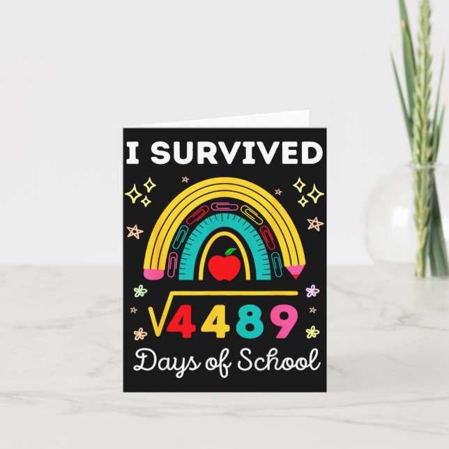 I Survived Square Root 4489 67 Days Of School Math Card (Front)