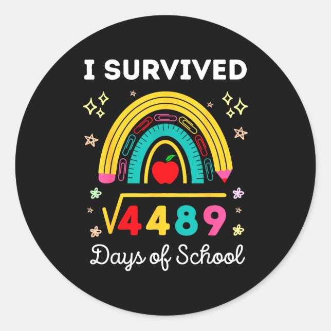 I Survived Square Root 4489 67 Days Of School Math Classic Round Sticker (Front)