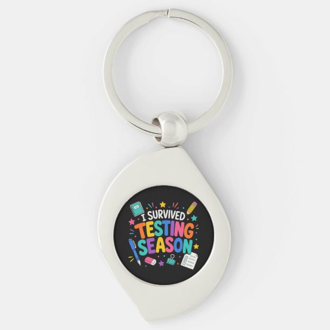 I Survived Testing Season School Humor Keychain (Front)