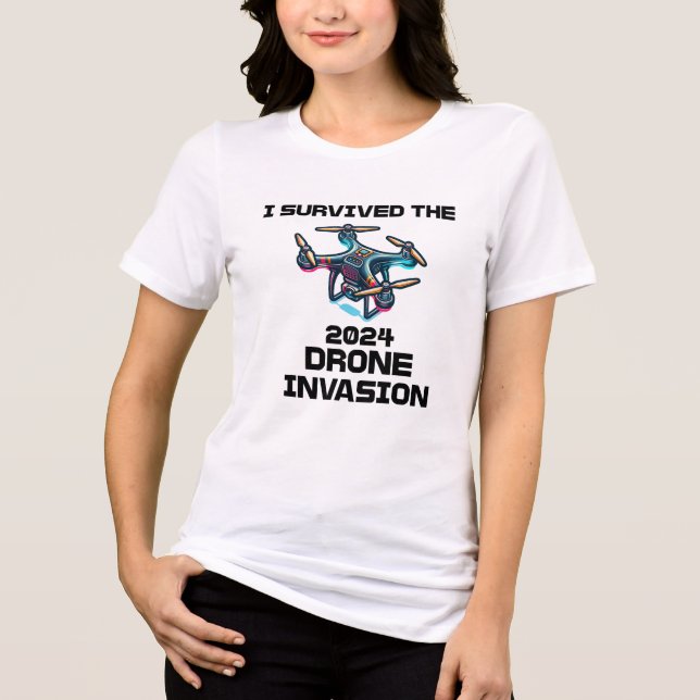 I Survived the 2024 Drone Invasion Tri-Blend Shirt (Front)