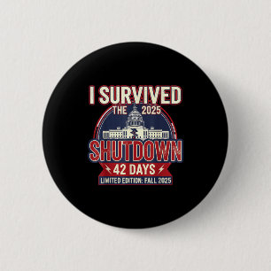 I Survived The 2025 Shutdown Funny Litical Quote Button