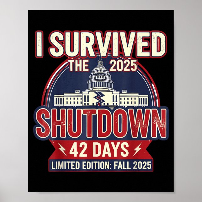 I Survived The 2025 Shutdown Funny Litical Quote  Poster (Front)