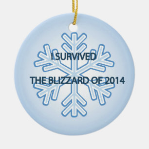 I survived the blizzard of 2014 snowflake ceramic ornament