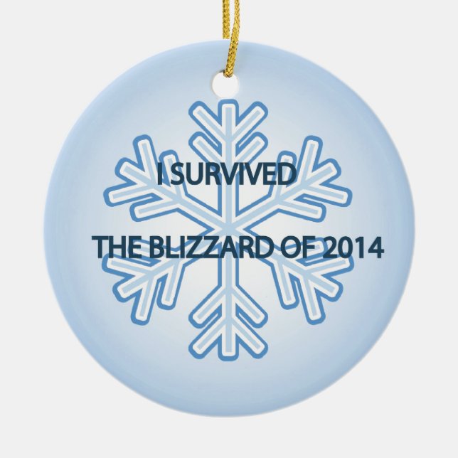 I survived the blizzard of 2014 snowflake ceramic ornament (Front)