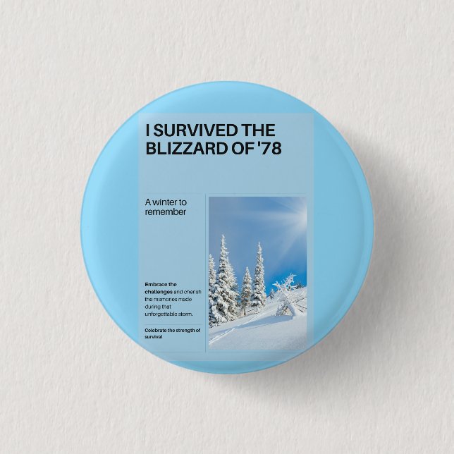 I Survived The Blizzard of '78 Button (Front)