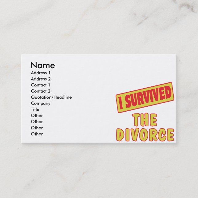 I SURVIVED THE DIVORCE BUSINESS CARD (Front)