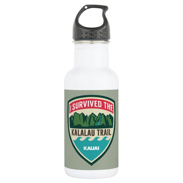"I Survived the Kalalau Trail" Water Bottle (Front)