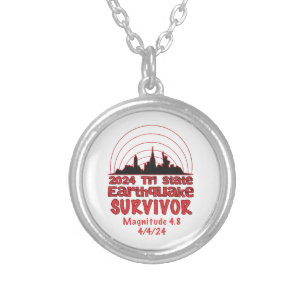 I Survived the NYC Earthquake Quake Tri State 2024 Silver Plated Necklace