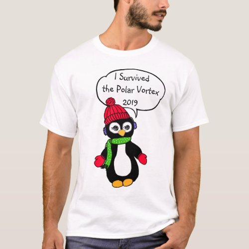 I Survived the Polar Vortex 2019 Funny Penguin T_Shirt