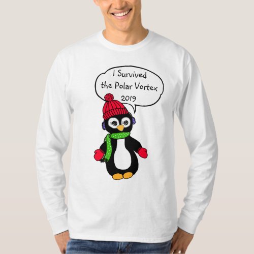 I Survived the Polar Vortex 2019 Funny Penguin T_Shirt