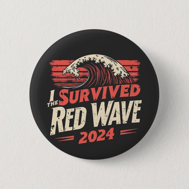 I Survived the Red Wave 2024 Trump Won Inaguration Button (Front)