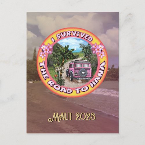 I survived the Road to Hana customizable Postcard