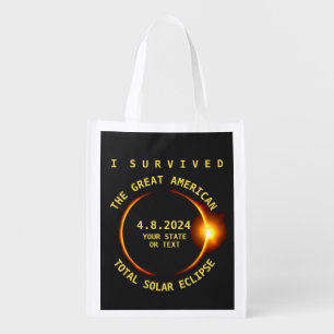 I Survived the Total Solar Eclipse 4.8.2024 USA Grocery Bag