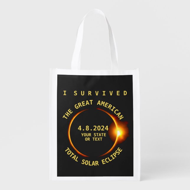 I Survived the Total Solar Eclipse 4.8.2024 USA Grocery Bag (Front)