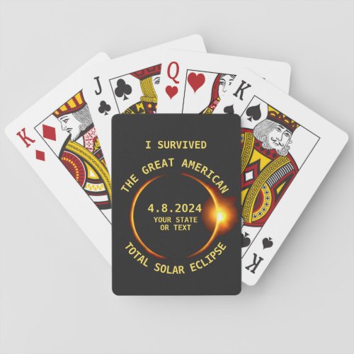 I Survived the Total Solar Eclipse 482024 USA Playing Cards
