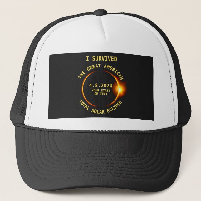 I Survived the Total Solar Eclipse 4.8.2024 USA Trucker Hat (Front)