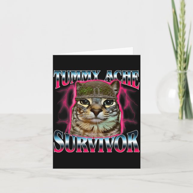 I Survived Today's Funny Tummy Ache Survivor Cat M Card (Front)