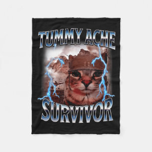I Survived Today's Tummy Ache Survivor Funny Cat M Fleece Blanket