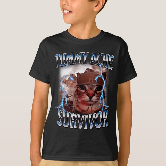 I Survived Today's Tummy Ache Survivor Funny Cat M T-Shirt (Front)