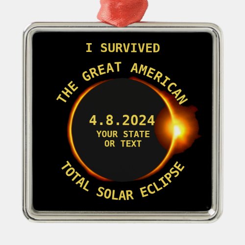 I Survived Total Solar Eclipse 482024 USA Metal Ornament