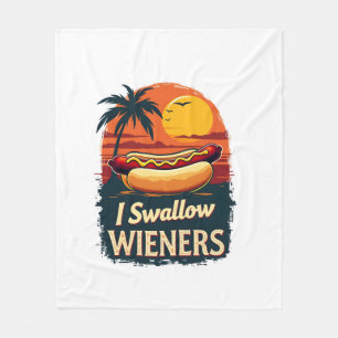 I Swallow Saucy Wieners Funny Adult Joke Hot Dogs Fleece Blanket