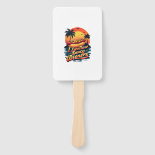 I Swallow Saucy Wieners Funny Adult Joke Hot Dogs Hand Fan