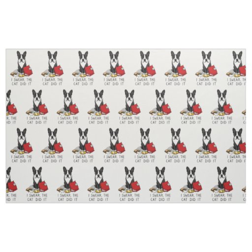I Swear, the Cat Did It Boston Terrier (black) Fabric