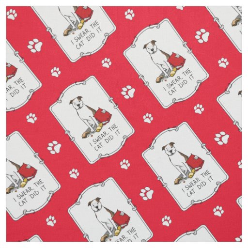 I Swear the Cat Did It Pit Bull (lt brindle/wh3) Fabric