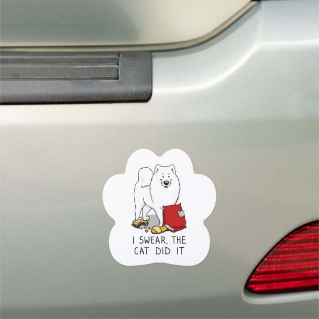 I Swear, the Cat Did It Samoyed Dog Car Magnet (In Situ)