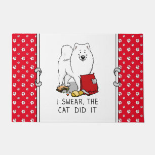 I Swear, the Cat Did It Samoyed Dog Doormat