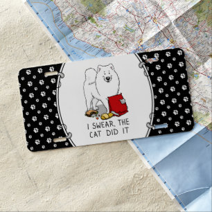 I Swear, the Cat Did It Samoyed Dog License Plate