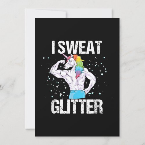 I Sweat Glitter Unicorn Gym Men Women Kids Gift Invitation