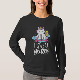 I Sweat Glitter Unicorn Workout Weightlifting Gym T-Shirt