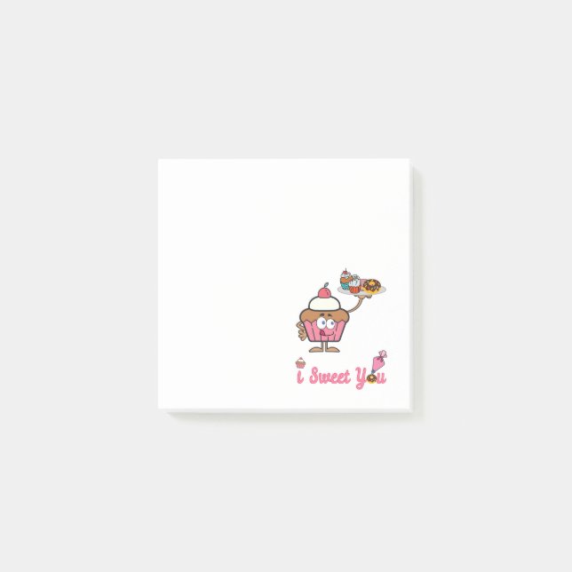 I Sweet You with a Cupcake Post-it Notes (Front)