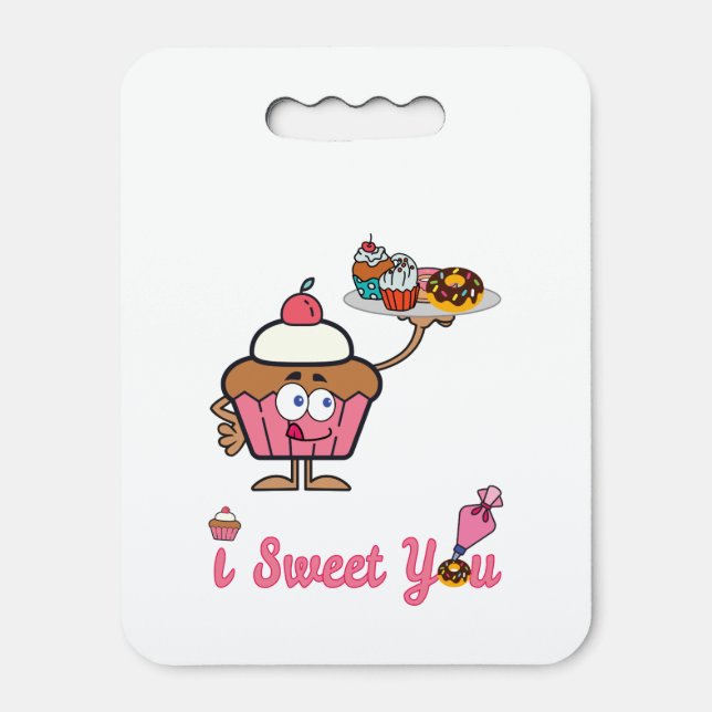 I Sweet You with a Cupcake Seat Cushion (Front Vertical)
