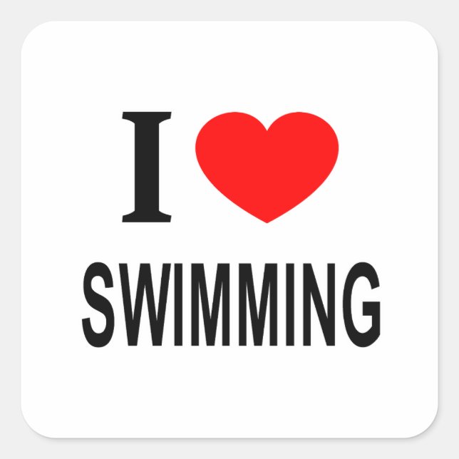 I ❤️ SWIMMING I LOVE SWIMMING I HEART SWIMMING SQUARE STICKER (Front)